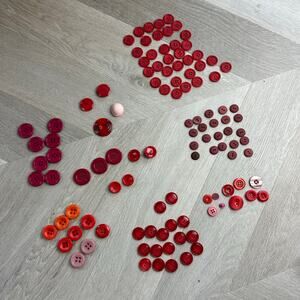 Lot of 110+ Vintage Red Buttons Assorted Mixed Matching Set